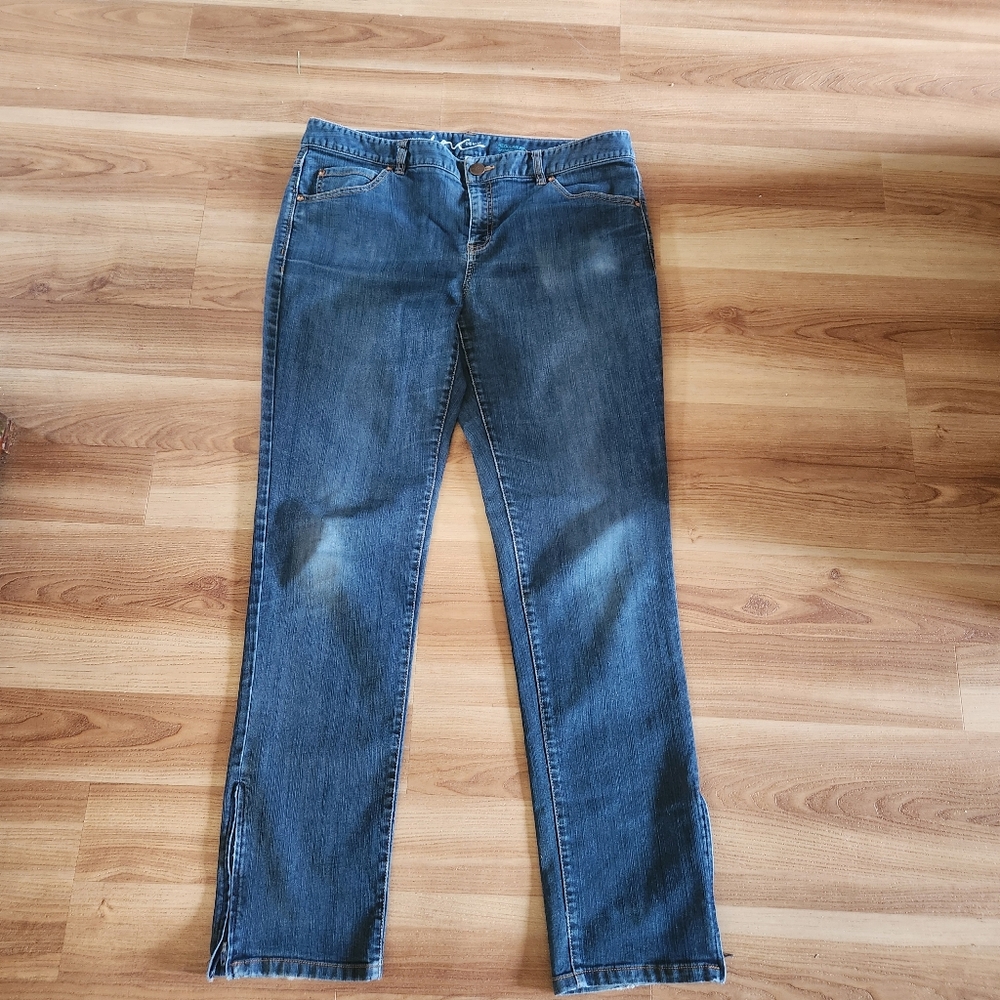 Inc Denim Jeans Skinny Leg Regular Fit Women’s Size 14 Zipper Detail On Ankles